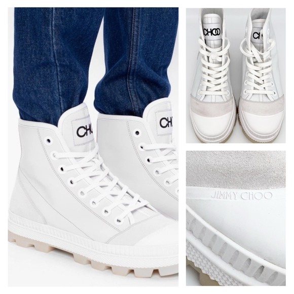 Jimmy Choo Other - Jimmy Choo Mens Nord Sneaker Boot US 10 EU 43 White Leather Suede Chunky 90s